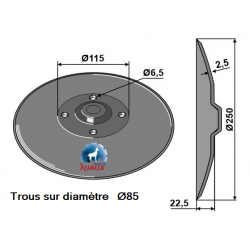 DISQUE TYPE KUHN VENTA D250 x 2.5 / FORGES NIAUX ( nous consulter )